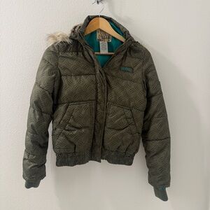 Billabong Green Patterned Puffer Jacket